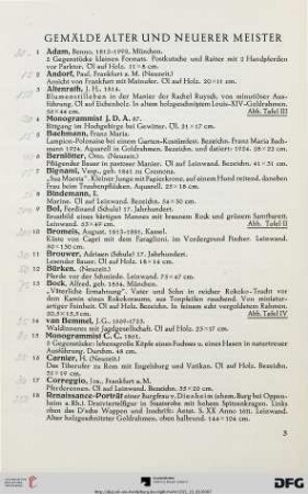 Gemälde Alter und Neuerer Meister (Nr. 1-89)