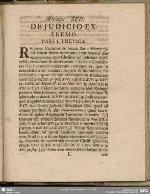 Articulus XVII. De Judicio Extremo