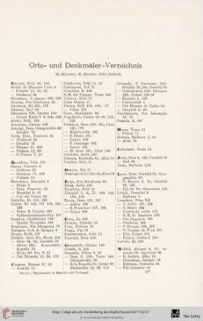 Orts - und Denkmäler - Verzeichnis