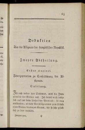 Deduktion über die Assignate der französischen Republik