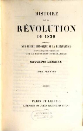 Histoire de la Revolution de 1830...