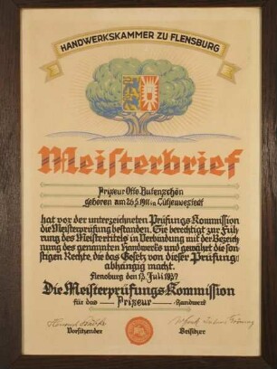 MEISTERBRIEF OTTO BUTENSCHÖN