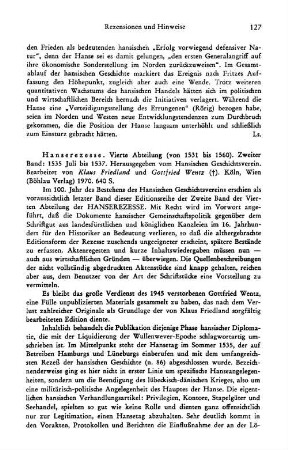 Hanserezesse, hrsg. vom Hansischen Geschichtsverein, Abth. 4, Bd. 2, 1535, Juli bis 1537, bearb. von Gottfried Wentz und Klaus Friedland : Köln u.a., Böhlau, 1970