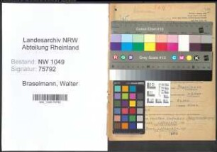 Entnazifizierung Walter Braselmann , geb. 21.02.1903 (Angestellter)