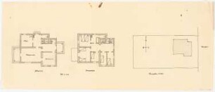 Wohnhaus: Lageplan 1:200, Grundriss Erdgeschoss, Obergeschoss 1:100