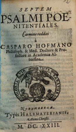 Septem Psalmi Poenitentiales : Carmine redditi