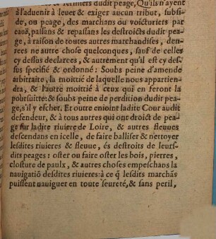 Declaration du droict de peage ... sur la riviere de Sarte, au lieu de Jeuardel