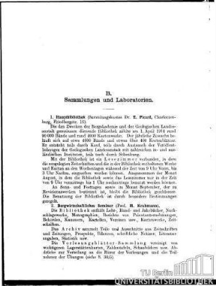B. Sammlungen und Laboratorien