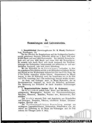 B. Sammlungen und Laboratorien