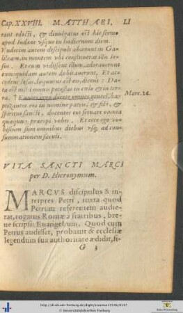 Vita Sancti Marci per Dominum Hieronymum