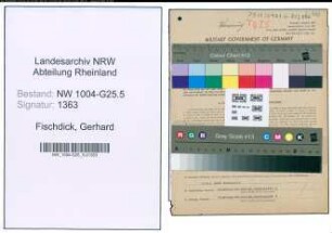 Entnazifizierung Gerhard Fischdick , geb. 09.02.1898 (Schlosser)