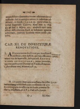 Cap. XI. De Investiturae Renovatione.