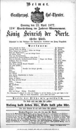 König Heinrich der Vierte. (Erster Theil)