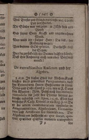 De extraxtionibus Radicum und der Algebra.