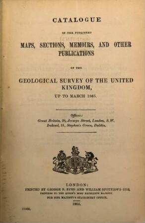 Memoirs of the Geological Survey of Great Britain, and of the Museum of Practical Geology in London, [24.] 1865