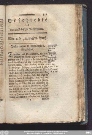 Vier und zwanzigstes Buch. Valentinian. II. Theodosius. Arcadius.