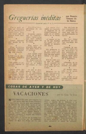 Vacaciones : Cosas de ayer y de hoy