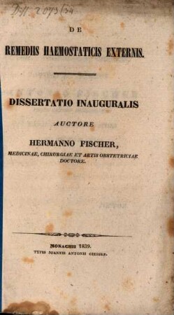 De remediis haemostaticis externis