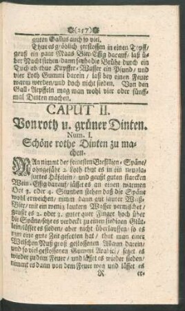 Caput II. Von roth u. grüner Dinten.