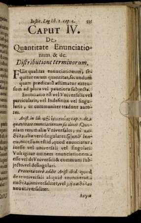 Caput IV. De Quantitate Enunciationum, & de. Distributione terminorum.