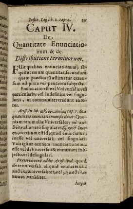 Caput IV. De Quantitate Enunciationum, & de. Distributione terminorum.