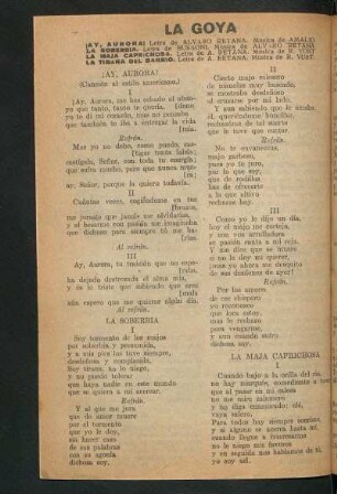 La soberbia : Letra de Bussoni, música de Álvaro Retana
