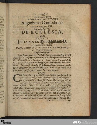 Articulus VII. De Ecclesia.