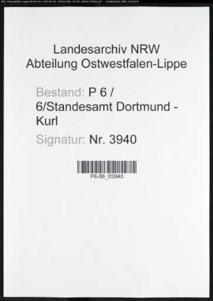 Sterberegister Standesamt Dortmund-Kurl (XV)