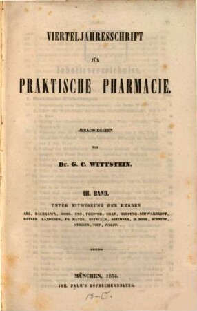 Vierteljahresschrift für praktische Pharmacie. 3. 1854
