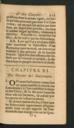 Chapitre XI. Du Devoir des Souverains.