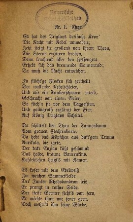 Scenen und Gesänge aus "Zlatorog" eine Alpensaga von Rudolf Baumbach : Für Chor, Solostimmen und Orchester componirt von A. Thierfelder. [Umschlagtitel]