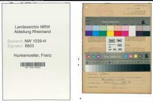 Entnazifizierung Franz Hunkemoeller , geb. 21.08.1906 (Verkaeufer)