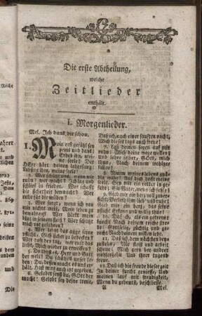 Die erste Abtheilung welche Zeitlieder enthält.