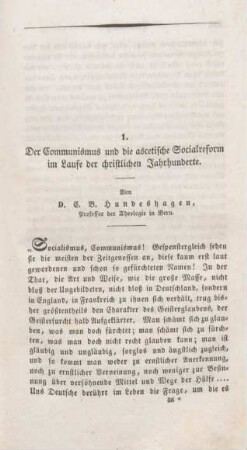 535-607 Der Communismus und die ascetische Socialreform im Laufe der christlichen Jahrhunderte