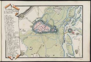 Umgebungskarte von Straßbourg, Federzeichnung, bis 1802 : Band 1: Seite 5: [Umgebungskarte von Straßburg am Rhein] / C. G. Pröwig sen.. - [Annaburg]. - 1 Karte ; Handzeichnung, koloriert, 19 x 28 cm // Mit Erklaerungen