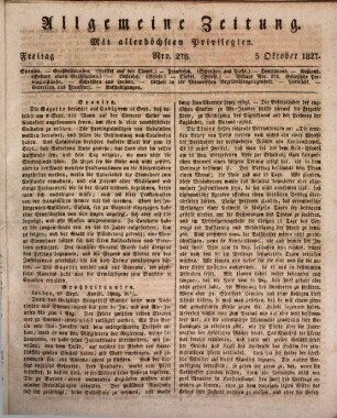 Allgemeine Zeitung. 1827, Nro. 274 - 364 = 10 - 12