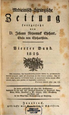 Medicinisch-chirurgische Zeitung. 1829, 4