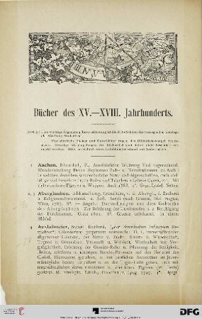 Bücher des XV. – XVIII. Jahrhunderts (Nr. 1-633)