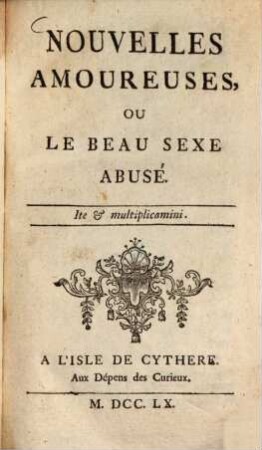 Nouvelles amoureuses, ou le beau sexe abusé