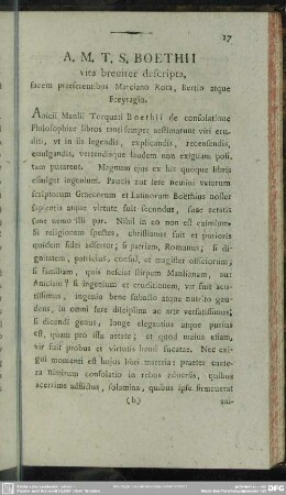 A. M. T. S. Boethii vita breuiter descripta, facem praeferentibus Marciano Rota, Bertio atque Freytagio