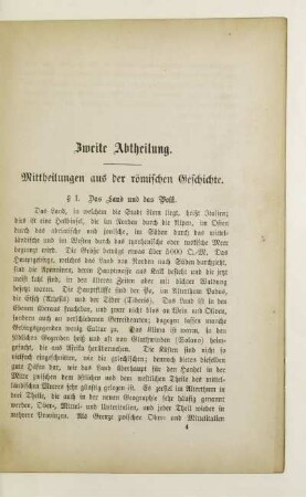 Zweite Abtheilung. Mittheilungen aus der römischen Geschichte