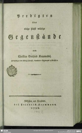 Predigten über einige höchst wichtige Gegenstände