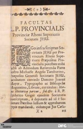 Facultas R. P. Provincialis