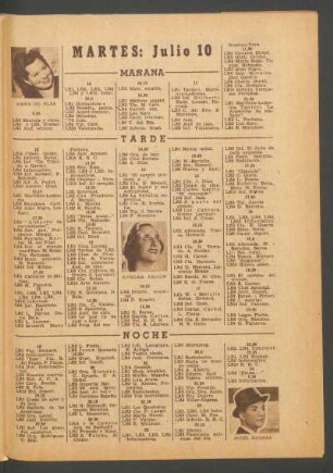 [Programa de] Martes: Julio 10
