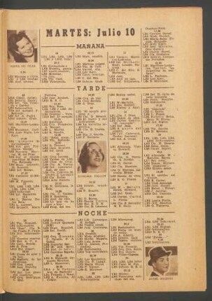 [Programa de] Martes: Julio 10