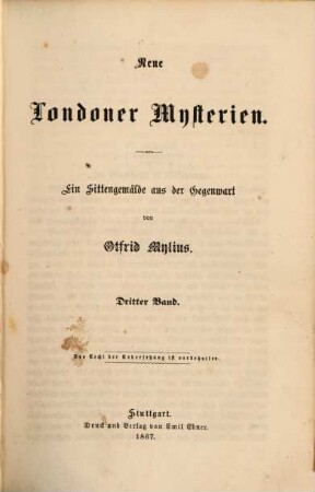 Neue Londoner Mysterien : ein Sittengemälde aus der Gegenwart, 3