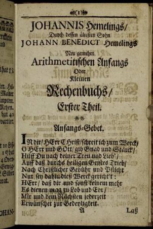 Anfangs-Gebet.