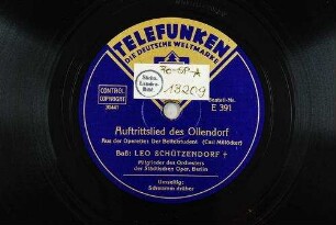 Auftrittslied des Ollendorf : aus der Operette: Der Bettelstudent / (Carl Millöcker)