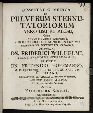 Dissertatio Medica De Pulverum Sternutatoriorum Vero Usu Et Abusu