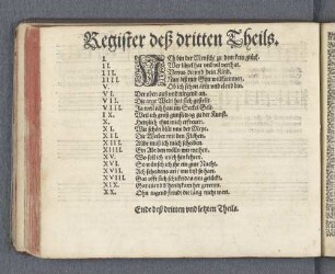 Register deß dritten Theils